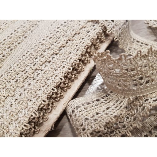 Natúr bézs kevertszálas len szalag csipke 30 mm-es