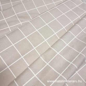 Bézs kockás - prémium vastag pamutvászon