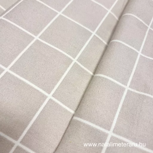 Bézs kockás - prémium vastag pamutvászon