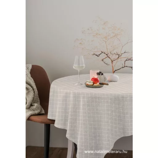 Bézs kockás - prémium vastag pamutvászon