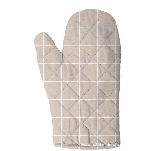 Bézs kockás - prémium vastag pamutvászon