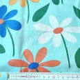   Small multicoloured flowers turquoise green on a background cotton percale