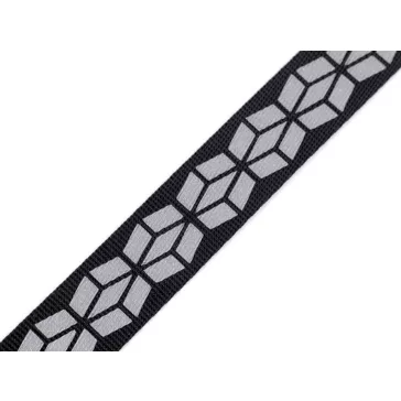   Heveder fényvisszaverős mintával szélessége 20 mm - fekete (50 m-es csomagolás)