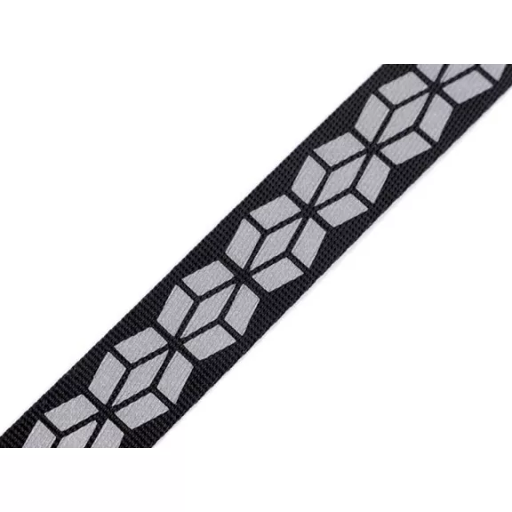 Heveder fényvisszaverős mintával szélessége 20 mm - fekete (50 m-es csomagolás) Heveder fényvisszaverős mintával szélessége 20 mm - fekete (50 m-es csomagolás)