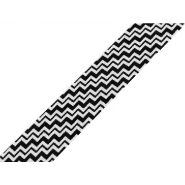   Pamut ferdepánt mintával szélessége 20 mm vasalt - 380799/03 fekete chevron (15 m-os csomagolás)