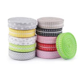   Ferdepánt pamut pöttyök, kockaminta, csillag szélessége 20 mm vasalt