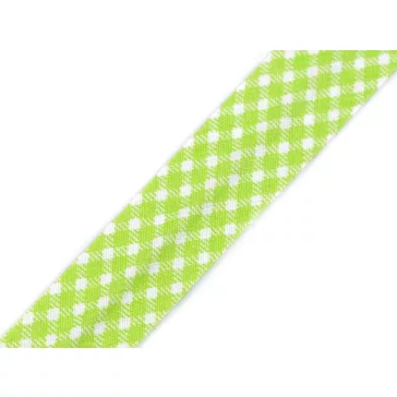   Ferdepánt pamut pöttyök, kockaminta, csillag szélessége 20 mm vasalt - 380900/2 zöld világos kocka (14 m-os csomagolás)