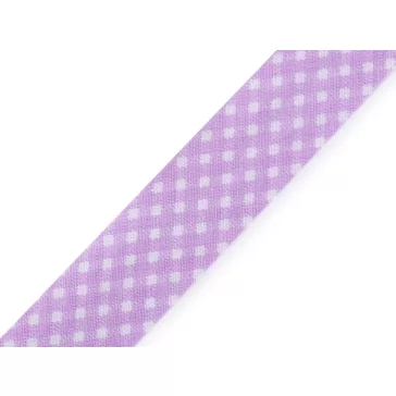   Ferdepánt pamut pöttyök, kockaminta, csillag szélessége 20 mm vasalt - 390900/6 világoslila kocka (75 m-os csomagolás)