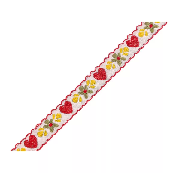 Népviseleti szalag 15 mm - fehér piros Népviseleti szalag 15 mm - fehér piros