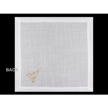   Textil aszatalterítő, lkarácsonyfa urexsz hímzés 42x42 cm - fehér arany (2 db-os csomagolás)