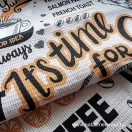 “Coffee Time” waffle fabric, 50 cm wide.