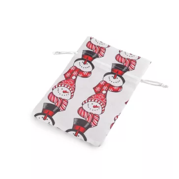  Karácsonyi ajándékzsák 13x18 cm juta utánzat - 1 fehér (10 db-os csomagolás)