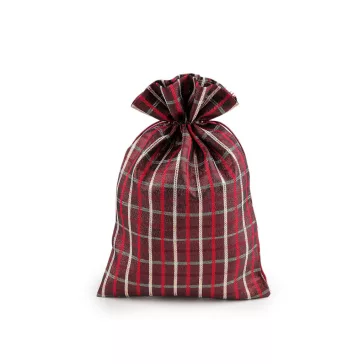   Karácsonyi ajándékzsák kockás lurexszel 20x30 cm - 3 piros (30 db-os csomagolás)
