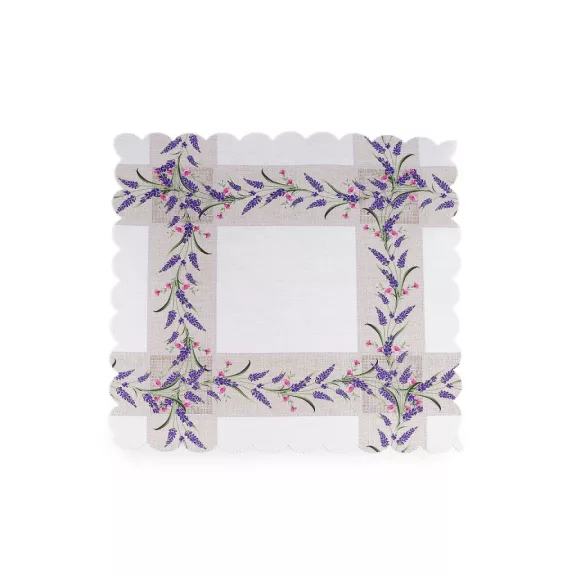 Négyzet alakú textil alátét 40x40 cm - 2 fehér levandula (6 db-os csomagolás) Négyzet alakú textil alátét 40x40 cm - 2 fehér levandula (6 db-os csomagolás)