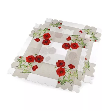   Négyzet alakú textil alátét 40x40 cm - 3 fehér mák (6 db-os csomagolás)