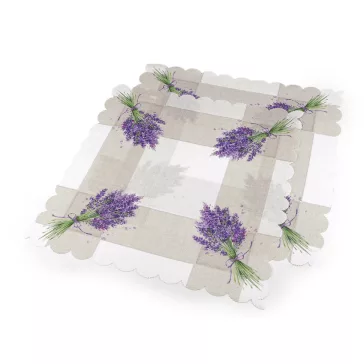  Négyzet alakú textil alátét 40x40 cm - 4 fehér levandula (6 db-os csomagolás)