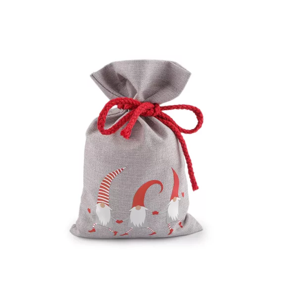 Karácsonyi ajándékzsák manó 15x25 cm juta utánzat - vil szürkéskék (1 db-os csomagolás) Karácsonyi ajándékzsák manó 15x25 cm juta utánzat - vil szürkéskék (1 db-os csomagolás)