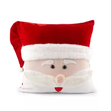   Karácsonyi plüss párnahuzat 43x43 cm - 3 fehér piros Santa (1 db-os csomagolás)