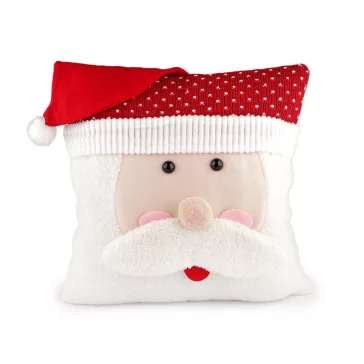   Karácsonyi plüss párnahuzat 43x43 cm - 5 fehér piros Santa (1 db-os csomagolás)