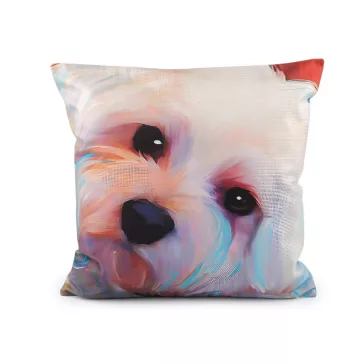  Bársony párnahuzat kutyus, cica 45x45 cm - 3 multicolor kutya (1 db-os csomagolás)