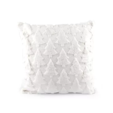  Karácsonyi plüss párnahuzat fenyőfák 45x45 cm - 1 fehér (1 db-os csomagolás)