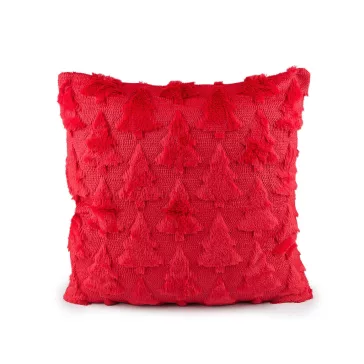   Karácsonyi plüss párnahuzat fenyőfák 45x45 cm - 2 piros (1 db-os csomagolás)