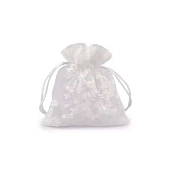 Hímzett ajándékzacskó 10x13 cm - 1 fehér (10 db-os csomagolás) Hímzett ajándékzacskó 10x13 cm - 1 fehér (10 db-os csomagolás)