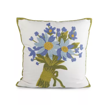   Párnahuzat hímzett virágok 45x45 cm - 4 világos krém kék (2 db-os csomagolás)