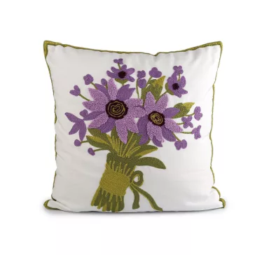   Párnahuzat hímzett virágok 45x45 cm - 5 világos krém lila (2 db-os csomagolás)