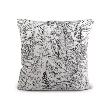   Párnahuzat sénia páfrány mintával 43x43 cm - 2 fekete (2 db-os csomagolás)