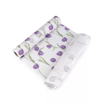   Virágmintás aszatli futó természetes anyag utánzat 28 cm - 1 természetes fehér (1 db-os csomagolás)