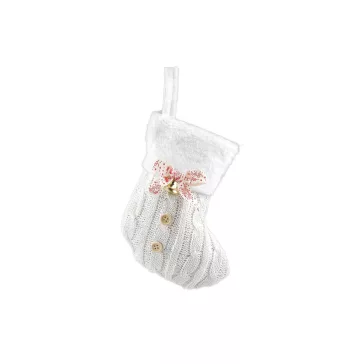   Mikulás / mini karácsonyi zokni 15x19 cm - 1 világos krém (1 db-os csomagolás)