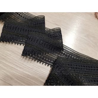 Fekete kevertszálas pamut szalag csipke 67mm-es
