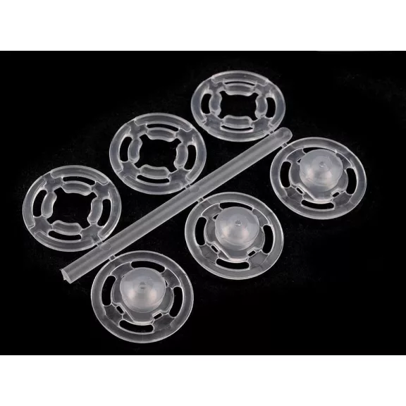 Felvarrható műanyag patent / összenyomható gomb Ø7mm - Ø 15 mm - 15 mm Transparent (50 bunch) Felvarrható műanyag patent / összenyomható gomb Ø7mm - Ø 15 mm - 15 mm Transparent (50 bunch)