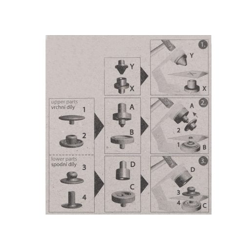 Kesztyű patent - Dzseki patent Wuk Ø15 mm közepes erős anyagokra, antik réz
