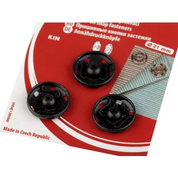   Patentek felvarrhatók / összenyomható gomb - 11/21 mm 8 fekete (30 kártya)