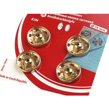   Patentek felvarrhatók / összenyomható gomb - 15/19 mm 7 arany (10 kártya)