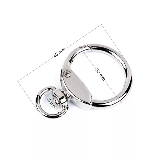 Fém forgós karabiner karika alakú 10 mm-es befűző