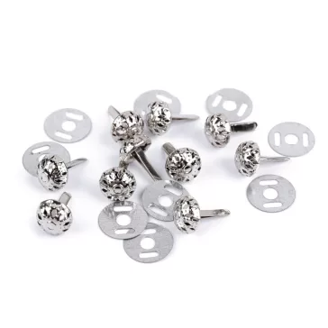   Két lábú szög / fém lábak kézitáskákhoz filigrán Ø10 mm; 12 mm - 1 (Ø10 mm) nikkel (50 szett)