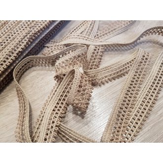 Natúr bézs kevertszálas pamut szalag csipke 22mm-es