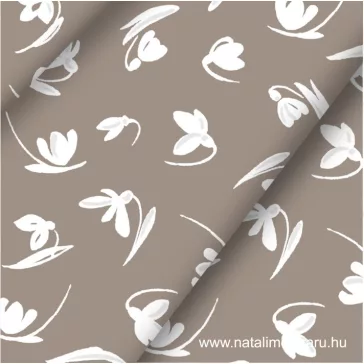   Beige small snowdrop-patterned cotton percale / fine cotton fabric