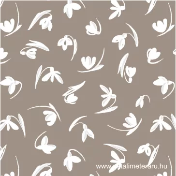   Beige small snowdrop-patterned cotton percale / fine cotton fabric