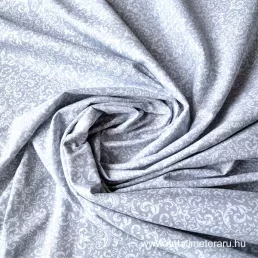   Halvány szürke fehér keleti inda mintás pamutvászon 220 cm-es