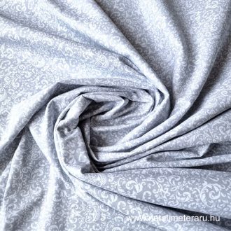   Halvány szürke fehér keleti inda mintás pamutvászon 220 cm-es