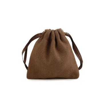  Ajándék tasak 8x8 cm textil zsák - 2 sötétbarna (1 db-os csomagolás)