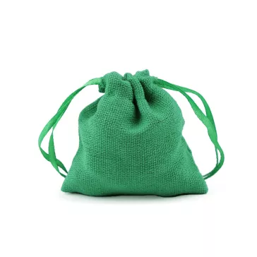   Ajándék tasak 8x8 cm textil zsák - 6 élénkzöld (1 db-os csomagolás)