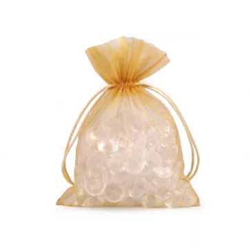   Organza ajándéktasak 13x18 cm - 12 világos arany (40 db-os csomagolás)
