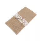 Juta evőeszköztartó csipkével 11x20 cm - 1 természetes bézs (4 db-os csomagolás)