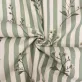   Green striped and small meadow flower patterned washed cotton percale / fine cotton fabric, 220 cm wide