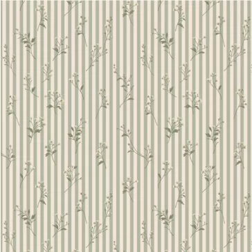   Washed cotton percale with green stripes on a natural base, 220 cm wide.